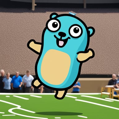 Go Blue Gopher jumping for joy on his birthday.