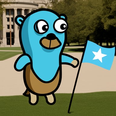 Go Blue Gopher holds a peace flag and longs for an end to war in the world.