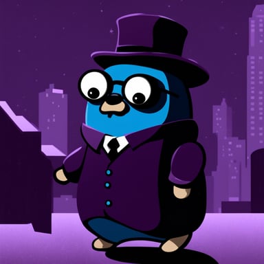 Go Blue Gopher, feeling down in a noir style setting.