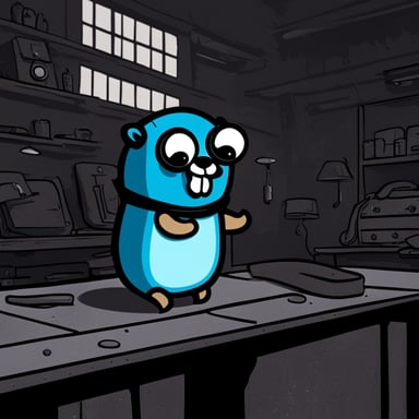 Go Blue Gopher, feeling down in a noir style setting.
