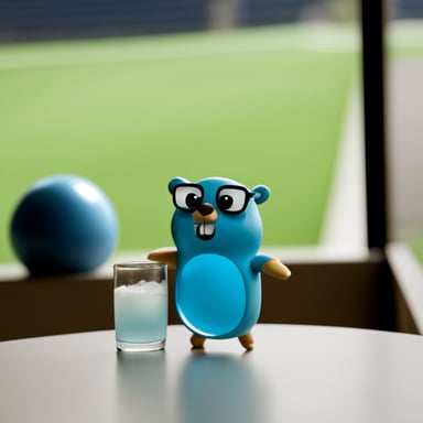 The Go Blue Gopher admired its reflection in a piece of glass.