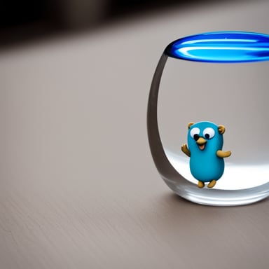 The Go Blue Gopher admired its reflection in a piece of glass.