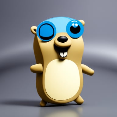 The Go Blue Gopher admired its reflection in a piece of glass.