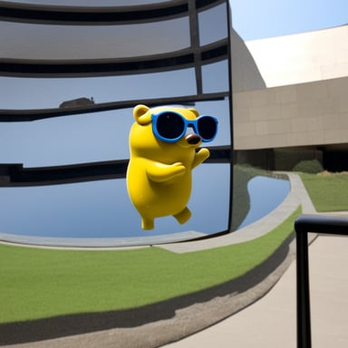 The Go Blue Gopher admired its reflection in a piece of glass.