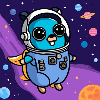 Go Blue Gopher in space