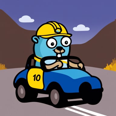 Go Blue Gopher in car.