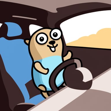 Go Blue Gopher in car.