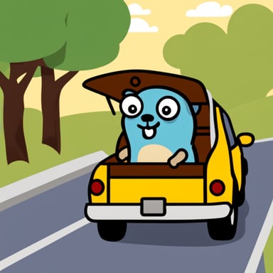 Go Blue Gopher in car.