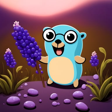 Happy Go Blue Gopher with wildberries.