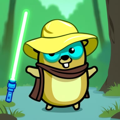 Go blue gopher with lightsaber