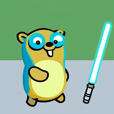 Go blue gopher with lightsaber