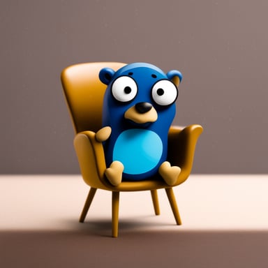 Go Blue Gopher as the grumpy bearded sleepy gopher in the chair.