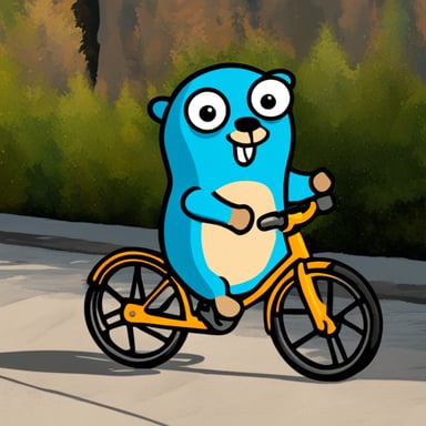 Go Blue Gopher as happy cycling gopher