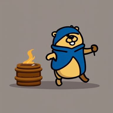 A go blue gopher wearing boxing gloves knocked out rust.