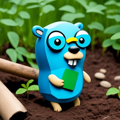 Go Blue Gopher builds his green home at the forest field.