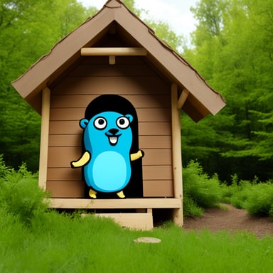 Go Blue Gopher builds his green home at the forest field.