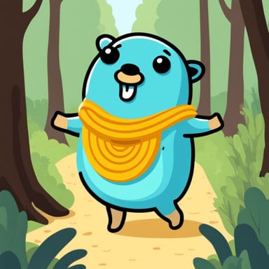 Happy Go Blue Gopher in forest.