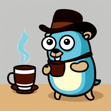Go Blue Gopher with cup of tea.