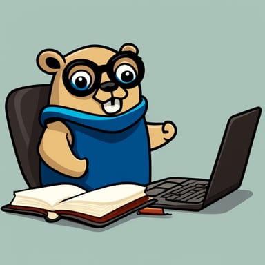 Exhausted Go Blue Gopher with laptop during university lesson.