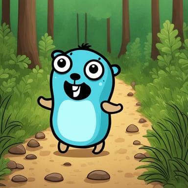 Happy go blue gopher in the forest