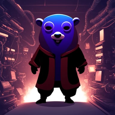 Go Blue Gopher as Dark Ransomware Man.