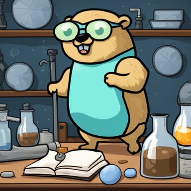 Strong, enduring, and muscular scientist go blue gopher.