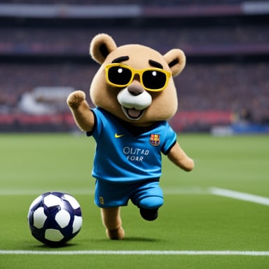Go Blue Gopher as FC Barcelona football player.