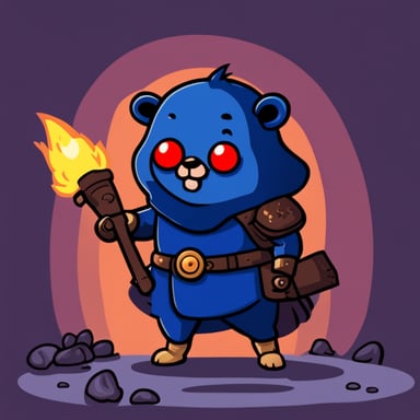 Go Blue Gopher as an evil warrior with a grenade.