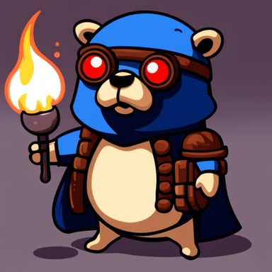 Go Blue Gopher as an evil warrior with a grenade.