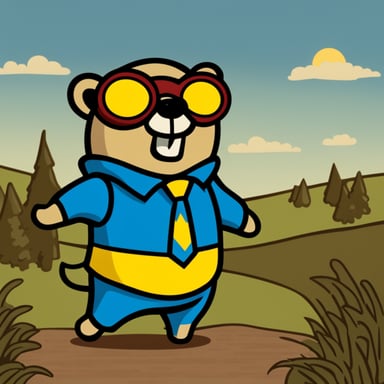 Go Blue Gopher as an old-fashioned gopher.