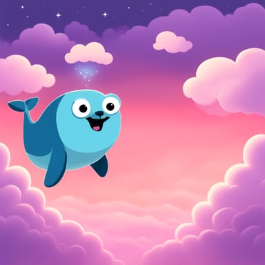 Go Blue Gopher flying on the whale in the clouds