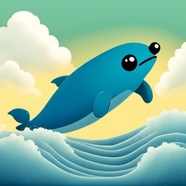 Go Blue Gopher flying on the whale in the clouds