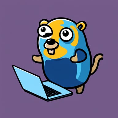 Evil Go Blue Gopher with laptop