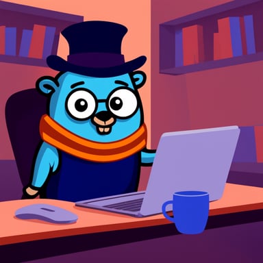 Evil Go Blue Gopher with laptop