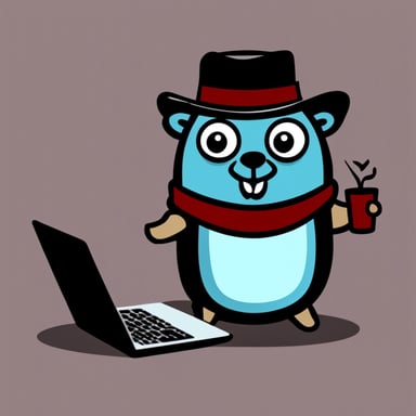 Evil Go Blue Gopher with laptop