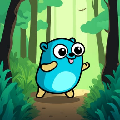 Happy Go Blue Gopher in forest