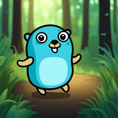 Happy Go Blue Gopher in forest