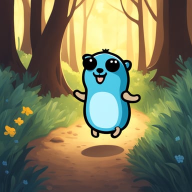 Happy Go Blue Gopher in forest