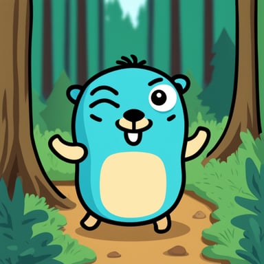 Happy Go Blue Gopher in forest