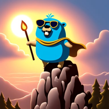 Go Blue Gopher as a Greek god.