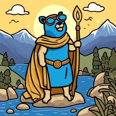 Go Blue Gopher as a Greek god.