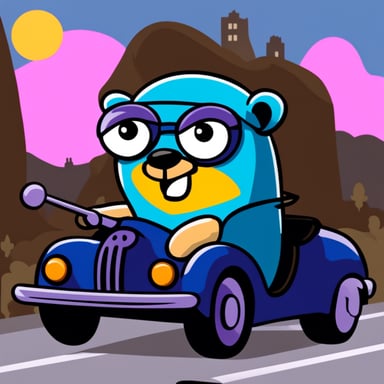 Go Blue Gopher as a cool brutal eighties driver.