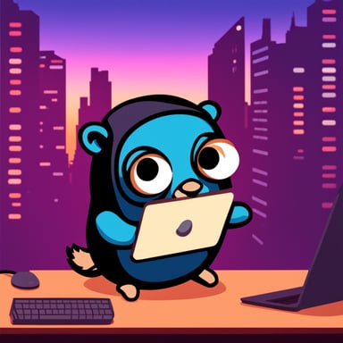 Go Blue Gopher as a cyber hacker.