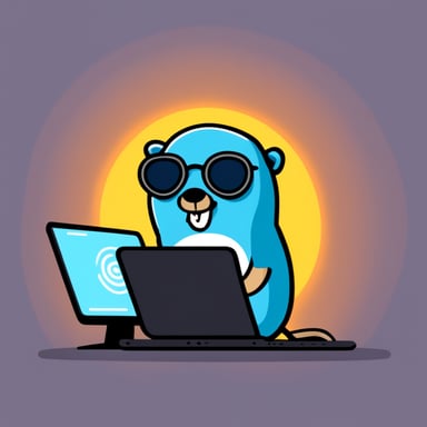 Go Blue Gopher as a cyber hacker.