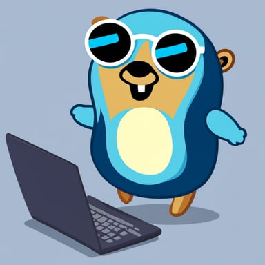 Go Blue Gopher as a cyber hacker.