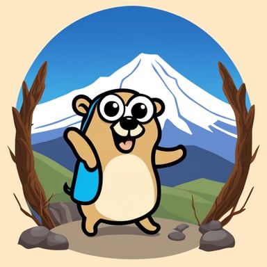 Happy Go Blue Gopher on the background of Mount Ararat in an Armenian vest