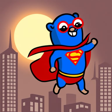 Go blue gopher as Superman
