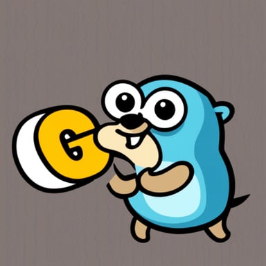 Go Blue Gopher happily tackling the Python language logo.