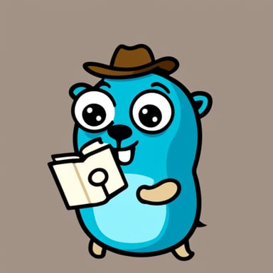 Go Blue Gopher happily tackling the Python language logo.