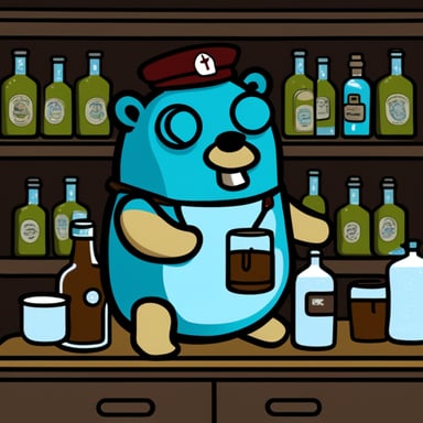 Go blue gopher with vodka on the bear